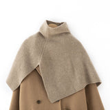Cashmere Ribbed Cape Scarf Turtleneck Cashmere Clock Shawl Wrap Cape Taupe M