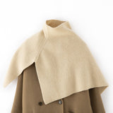 Cashmere Ribbed Cape Scarf Turtleneck Cashmere Clock Shawl Wrap Cape Beige M