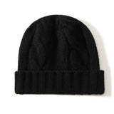 Womens Cashmere Hats Warm Chunky Knit Cashmere Beanie Black M