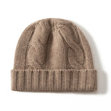 Womens Cashmere Hats Warm Chunky Knit Cashmere Beanie Taupe M