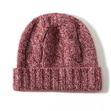 Womens Cashmere Hats Warm Chunky Knit Cashmere Beanie Red M
