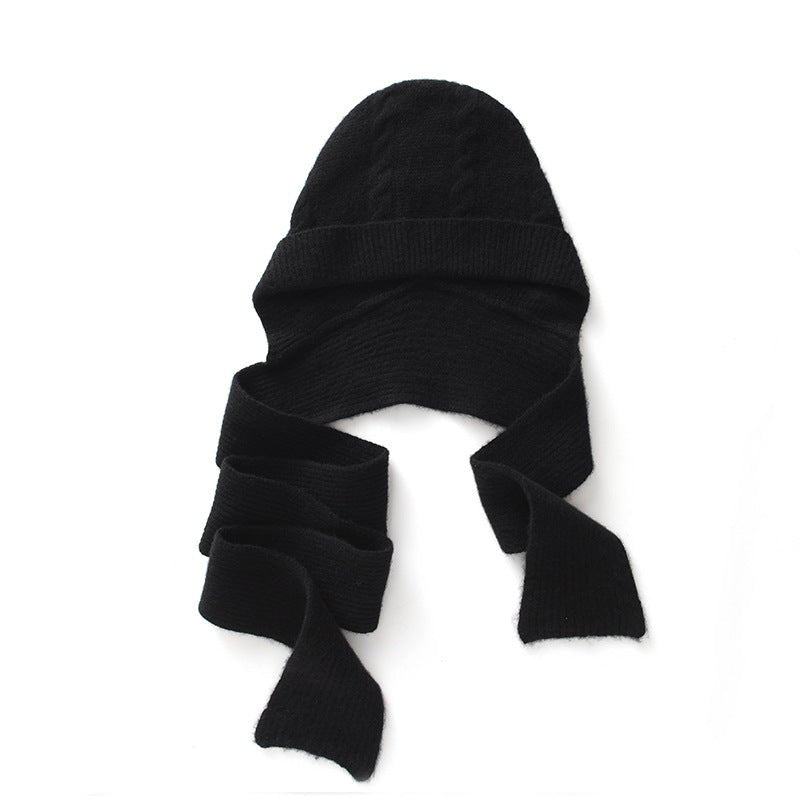 Womens Cashmere Hooded Scarf 100% Cashmere Hooded Wrap Combo Black M