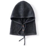 Womens Cashmere Hooded Scarf Button Up Cashmere Balaclava Cashmere Neck Warmer Grey M