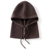 Womens Cashmere Hooded Scarf Button Up Cashmere Balaclava Cashmere Neck Warmer Brown M