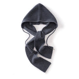 Womens Cashmere Hooded Wrap with Ties Pure Cashmere Warmer Cashmere Balaclava Grey M