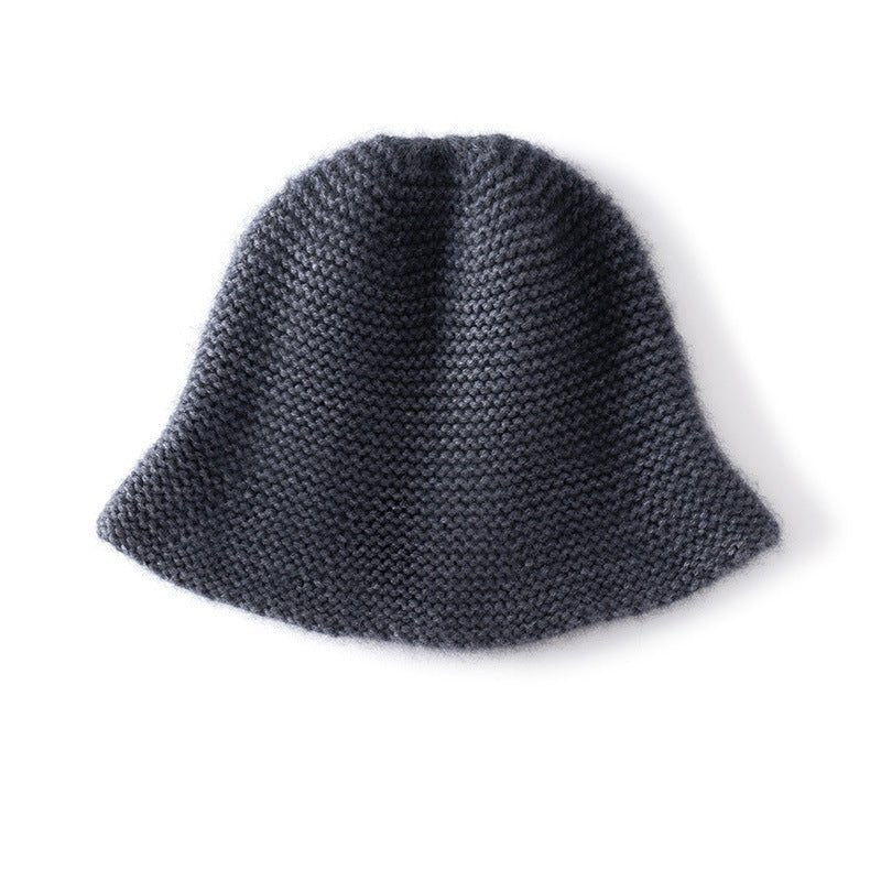Womens Cashmere Knit Bucket Hat Timeless Cashmere Flare Knit Hat Grey M