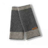 Cashmere Fingerless Gloves With Herringbone Thermal Knit Half Finger Gray M