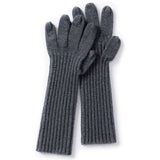 Womens Cashmere Knit Gloves Ribbed Cashmere Gloves with Long Cuffs Dark Grey M