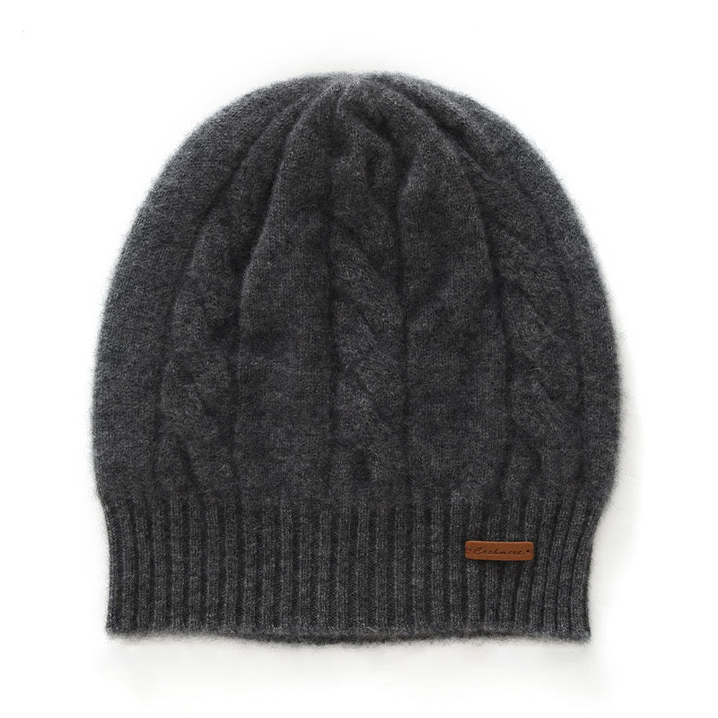 Womens Cashmere Knitted Beanie Cashmere Chunky Hat Warm Ear Protection Hat