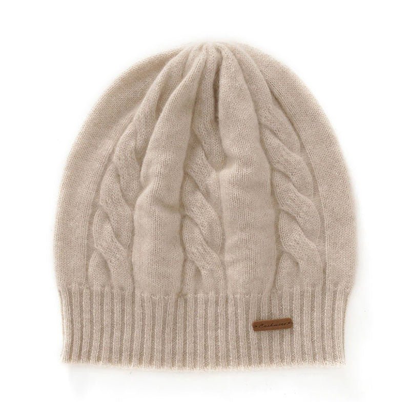 Womens Cashmere Knitted Beanie Cashmere Chunky Hat Warm Ear Protection Hat