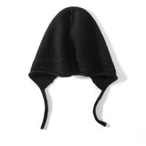 Womens Soft Cashmere Hooded Beanie Hat With Ties Cashmere Earflap Cap Black M