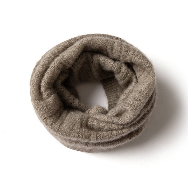 Womens Ribbed Cashmere Loop Scarf Cashmere Neck Gaiter Infinity Scarf Taupe M