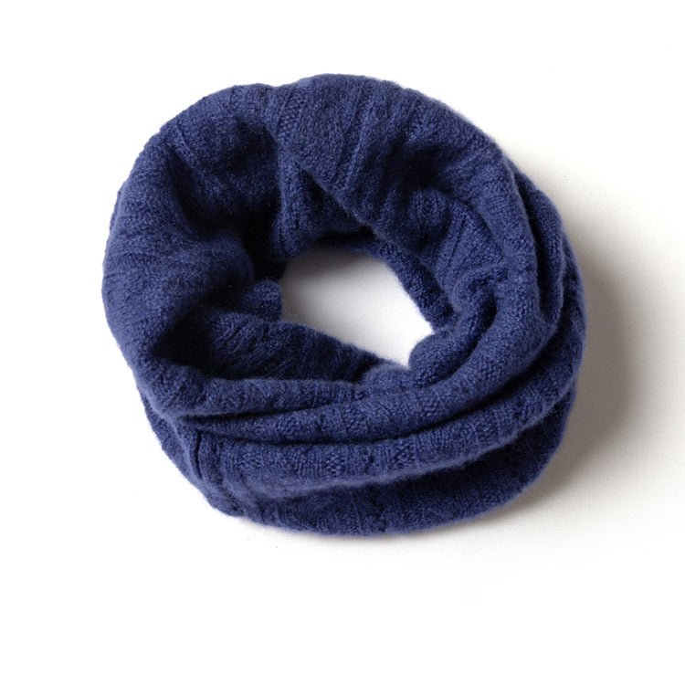 Womens Ribbed Cashmere Loop Scarf Cashmere Neck Gaiter Infinity Scarf Navy Blue M
