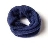 Womens Ribbed Cashmere Loop Scarf Cashmere Neck Gaiter Infinity Scarf Navy Blue M