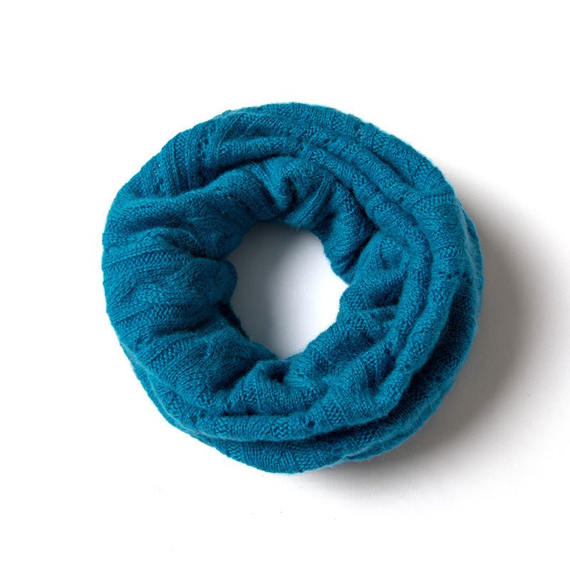 Womens Ribbed Cashmere Loop Scarf Cashmere Neck Gaiter Infinity Scarf Ocean Blue M