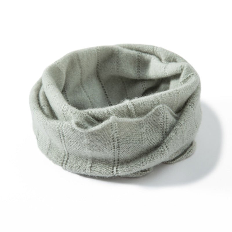 Womens Cashmere Neck Gaiter Cashmere Scarf Openwork Knit Cashmere Snood Green M