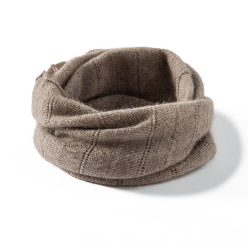 Womens Cashmere Neck Gaiter Cashmere Scarf Openwork Knit Cashmere Snood Taupe M