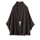 Womens Cashmere Ruffle - edge Cape Shawl And Wraps Flounce Edge Cloak Coffee L