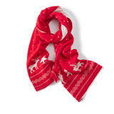 Reindeer Pattern Cashmere Scarf Christmas Deer Cashmere Wrap Red L