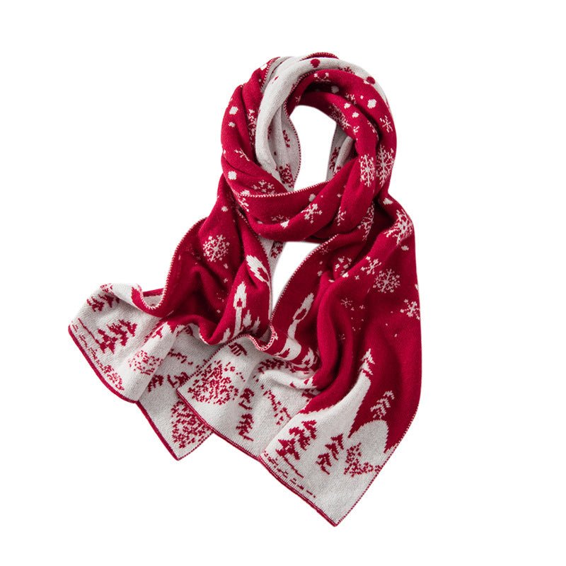 Snowflake Cashmere Scarf for Women Cashmere Wrap Scarf Gifts Red L