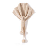 Womens Cashmere Scarf with Pom Cashmere Triangle Scarf Cashmere Bandana Beige M