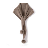 Womens Cashmere Scarf with Pom Cashmere Triangle Scarf Cashmere Bandana Taupe M