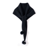 Womens Cashmere Scarf with Pom Cashmere Triangle Scarf Cashmere Bandana Black M