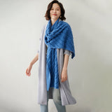 Womens Cashmere Shawl With Tassels Cashmere Scarf Cashmere Wrap Blue M
