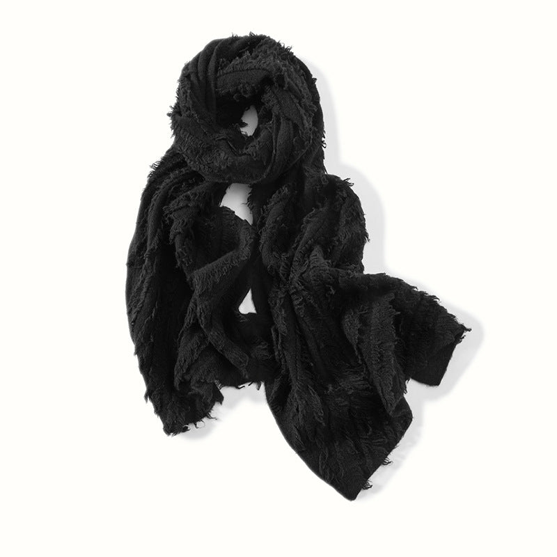 Womens Cashmere Shawl With Tassels Cashmere Scarf Cashmere Wrap Black M