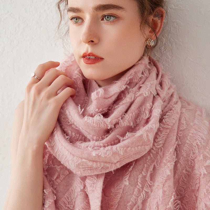 Womens Cashmere Shawl With Tassels Cashmere Scarf Cashmere Wrap Pink M