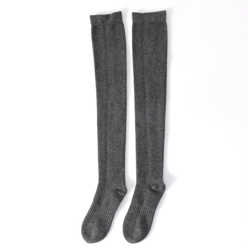 Womens Cashmere Stockings Cashmere Thigh High Socks Leg Warmers Gray M