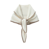 Cashmere Tie - front Scarf Contrast Trim Cashmere Triangle Scarf Cashmere Bandana Ivory M