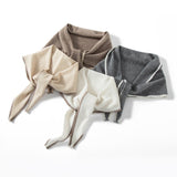 Cashmere Tie - front Scarf Contrast Trim Cashmere Triangle Scarf Cashmere Bandana Gray M