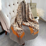 Womens Colorful Long Silk Scarf Landscape Print Square Silk Scarves Color G L