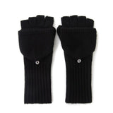 Womens Convertible Cashmere Knit Mittens Cashmere Flip Mittens Black M