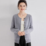 Womens Crew Neck Cashmere Cardigan Button Down Cashmere Sweater Coat Gray XS
