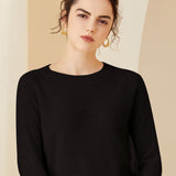 Womens Crewneck Long Sleeve Cashmere Sweater Tops Black XS