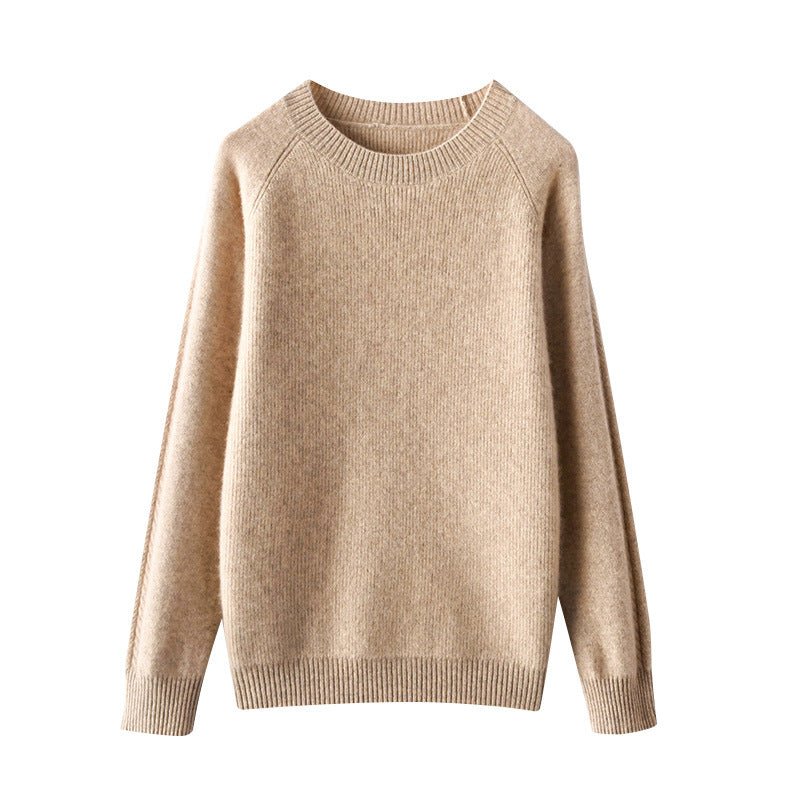 Womens Crewneck Long Sleeve Cashmere Sweater Tops Camel XS