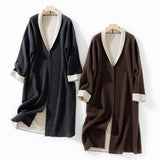 Womens Double Faced Pure Cashmere Coat with Belt Long Cardigan Cardigan Grey One size fits most
