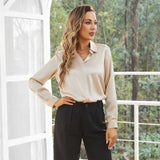Women's Work Silk Shirts Hidden Placket Silk Blouse Champagne XS