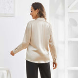 Women's Work Silk Shirts Hidden Placket Silk Blouse Champagne XS