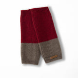 Striped Cashmere Fingerless Gloves Arm Warmers Flexible Typing Gloves Claret M