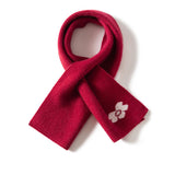 Womens Floral Cashmere Knit Scarf Crossed Cashmere Neckerchief Claret M