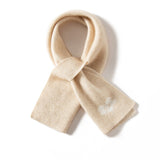 Womens Floral Cashmere Knit Scarf Crossed Cashmere Neckerchief Beige M