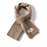 Womens Floral Cashmere Knit Scarf Crossed Cashmere Neckerchief Taupe M