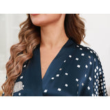 Womens Long Silk Kimono Silk Gown Geometric Floral Print Kimono Silk Black One size fits most