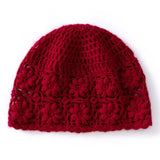 Womens Flower Knit Cashmere Beanie Hat Textured Floral Cashmere Hat Claret M