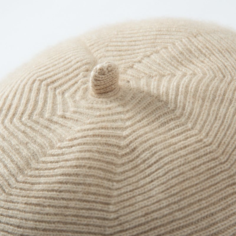 Womens French Cashmere Ribbed Beret For Holiday Cashmere Painter Beige M