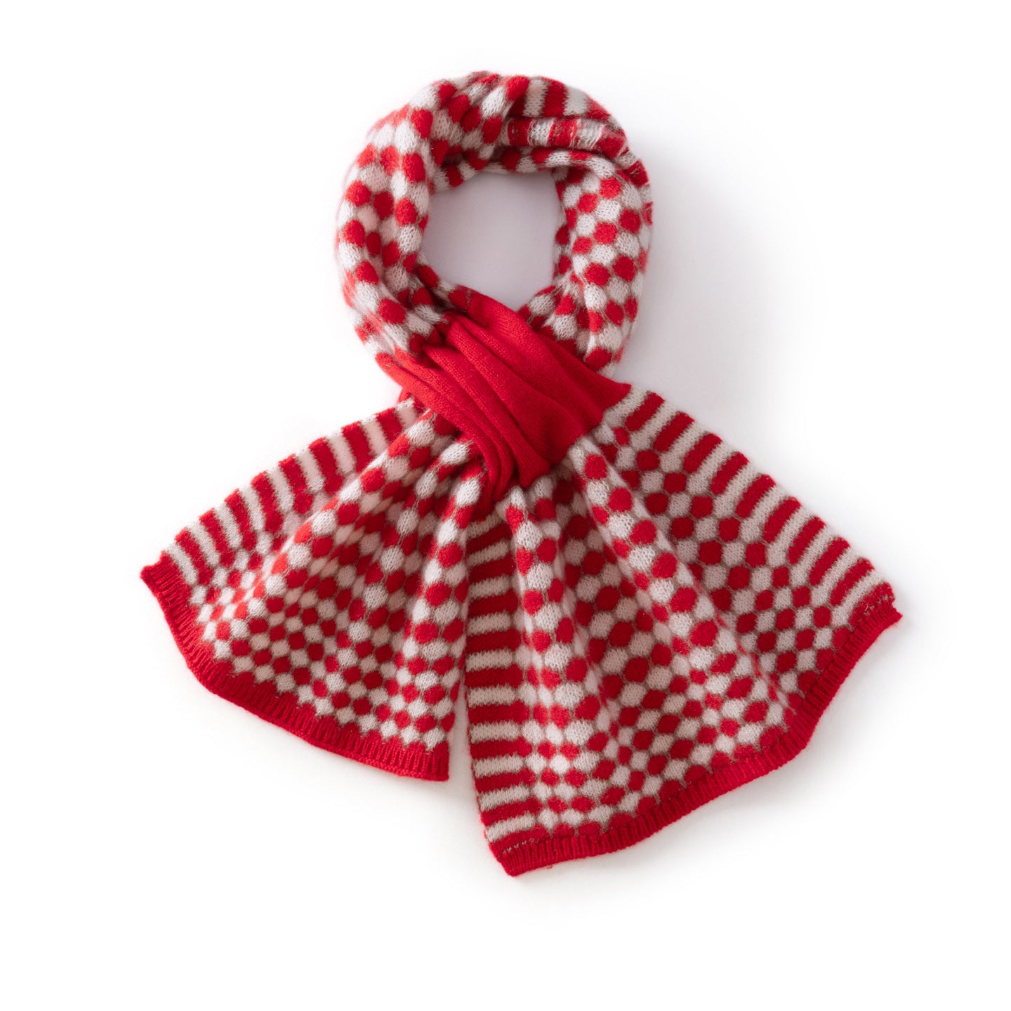 Womens Geometric Cashmere Knit Scarf Geometric Cashmere Wrap Red M