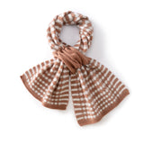 Womens Geometric Cashmere Knit Scarf Geometric Cashmere Wrap Brown M